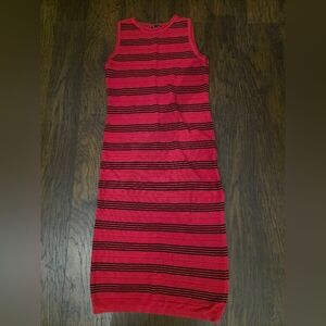 Sleeveless Red Striped Midi Dress